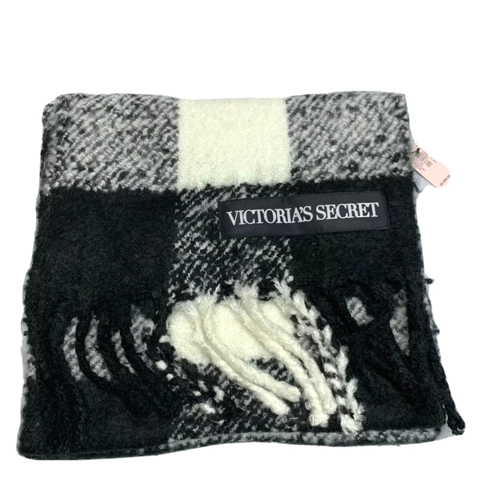 Victoria’s Secret Black And White Plaid Scarf